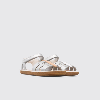 Front view of Twins Silver and white girl’s sandal