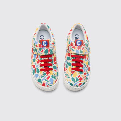 Overhead view of Peu Touring Multicoloured shoe with velcro and laces for girls