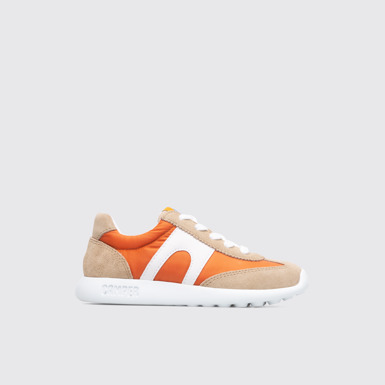 Side view of Driftie Orange and beige kids’ sneaker