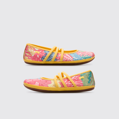 Side view of Twins MultIcoloured TWINS ballerina shoe for girls