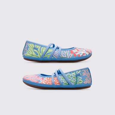 Side view of Twins Multicoloured TWINS ballerina shoe for girls