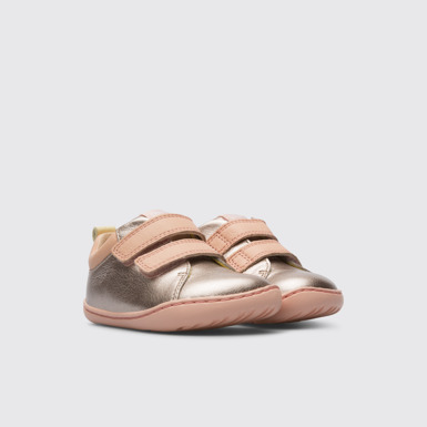 Front view of Peu Metallic pink sneaker for kids