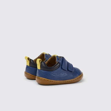 Back view of Peu Blue leather shoes for kids
