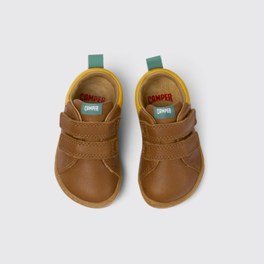 Overhead view of Peu Brown leather shoes