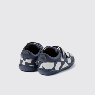 Back view of Twins Blue and white leather shoes for kids