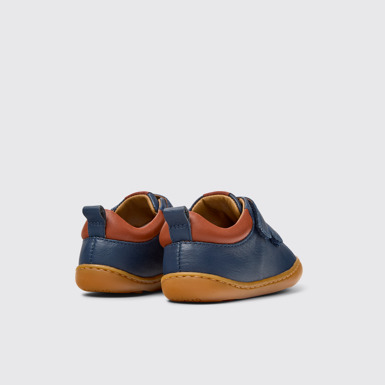 Back view of Peu Blue Leather Sneaker for kids