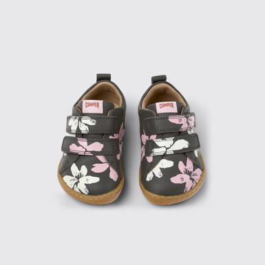 Overhead view of Twins Multicolor Leather Sneakers for Kids.