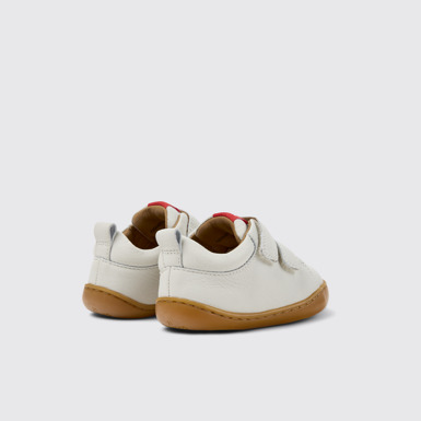 Back view of Peu White Leather Sneakers for kids.