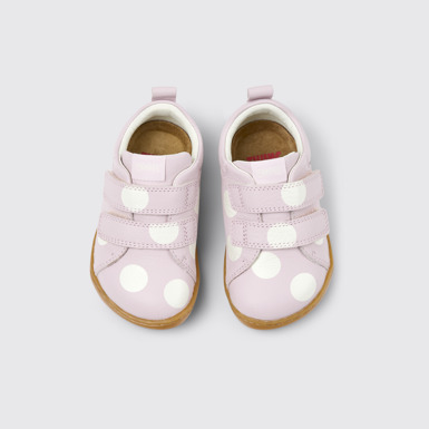 Overhead view of Twins Pink Leather Sneakers for kids.