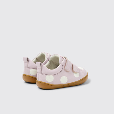 Back view of Twins Pink Leather Sneakers for kids.