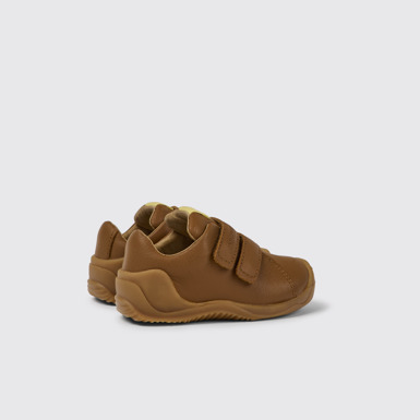 Back view of Dadda Brown leather sneakers for kids