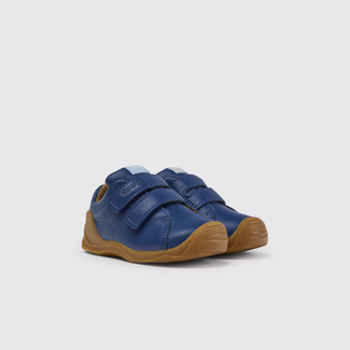 Front view of Dadda Blue leather sneakers for kids