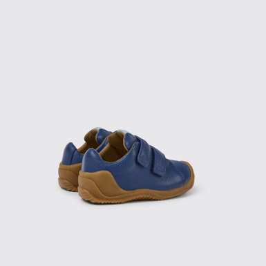 Back view of Dadda Blue leather sneakers for kids