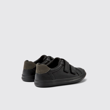 Back view of Pursuit Black leather and nubuck sneakers for kids
