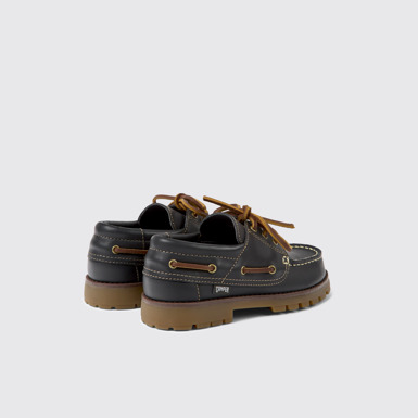 Back view of Compas Blue Leather Nautical Shoes for Kids.