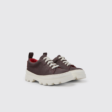 Front view of Brutus Burgundy organic cotton shoes for kids