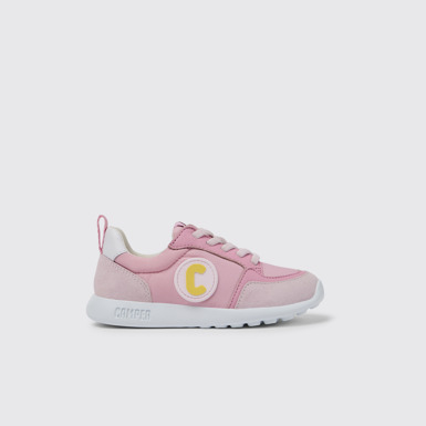 Side view of Driftie Pink and white sneakers for girls