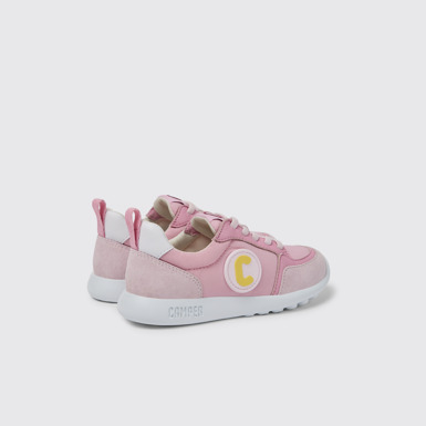 Back view of Driftie Pink and white sneakers for girls