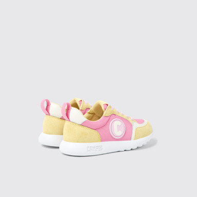 Driftie Sneaker rosa y amarillo de tejido y nobuk de niños