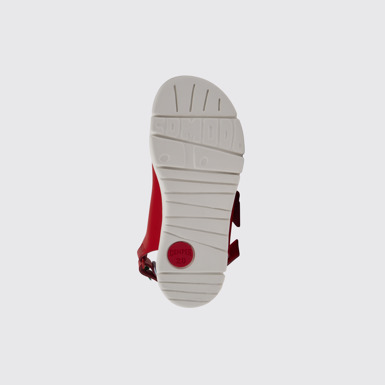 The sole of Oruga Red leather sandals for kids