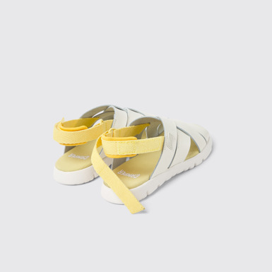 Back view of Oruga White leather and textile sandals for kids