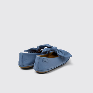 Back view of Right Blue Leather Ballerina for Kids.