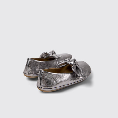 Back view of Right Nina Silver Leather Ballerinas for Kids.