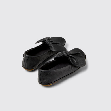 Back view of Right Nina Black Leather Ballerinas for Kids.