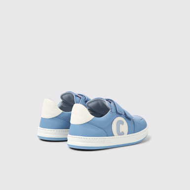 Back view of Runner Blue leather sneakers for kids