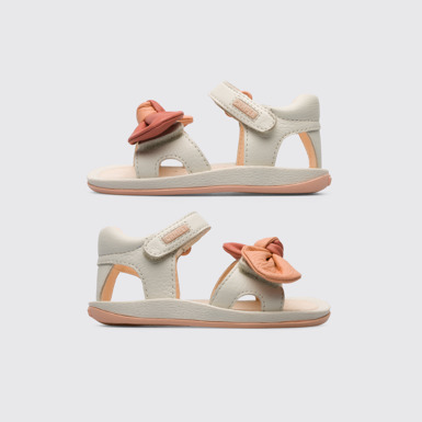 Side view of Twins White TWINS sandal with velcro for girls