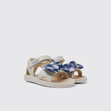 Front view of Bicho White leather sandals for kids