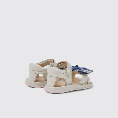 Back view of Bicho White leather sandals for kids
