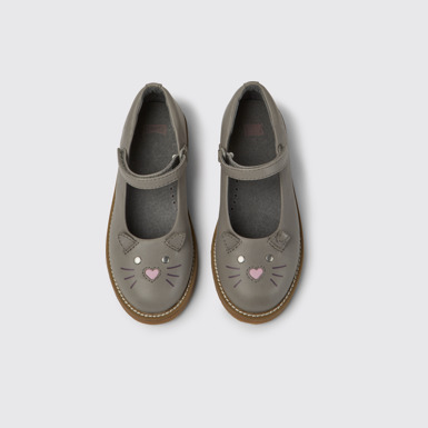 Overhead view of Twins Gray leather ballerina