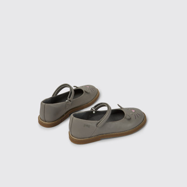 Back view of Twins Gray leather ballerina