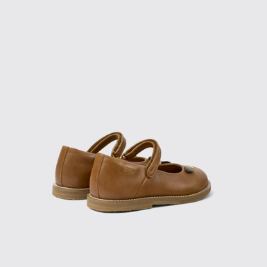 Back view of Twins Brown leather Mary Jane flats