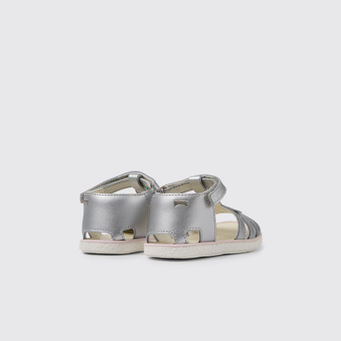 Back view of Miko Silver leather sandals for girls