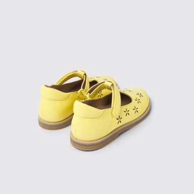 Back view of Savina Yellow leather shoes for kids