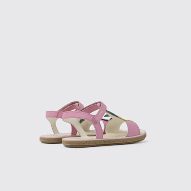 Back view of Twins Pink leather sandals for girls