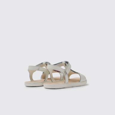 Back view of Twins White leather sandals for girls