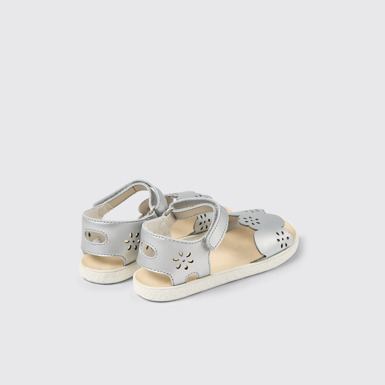 Back view of Miko Silver leather sandals for girls