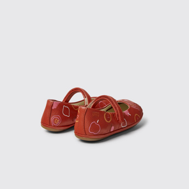 Back view of Twins Red leather ballerinas for girls