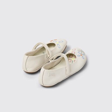 Back view of Twins White Leather Ballerina for Kids.