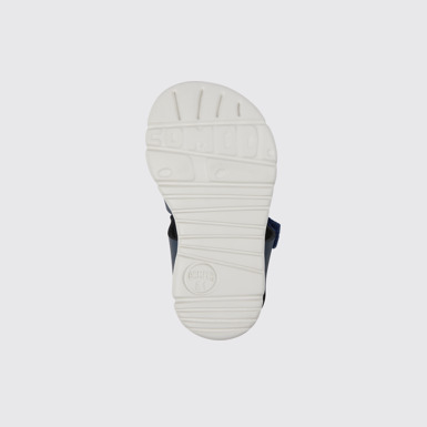 The sole of Oruga Blue leather and textile sandals