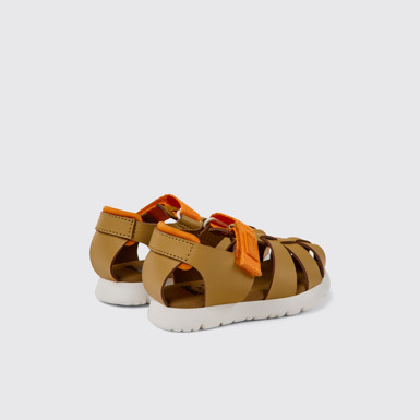 Back view of Oruga Brown leather sandals