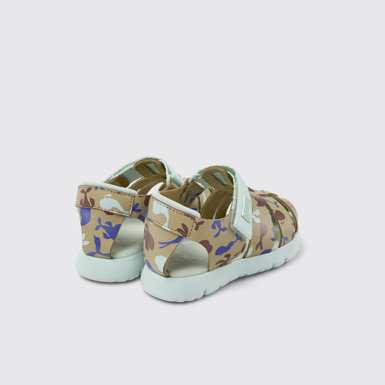 Back view of Oruga Multicolored Leather/Textile Sandal