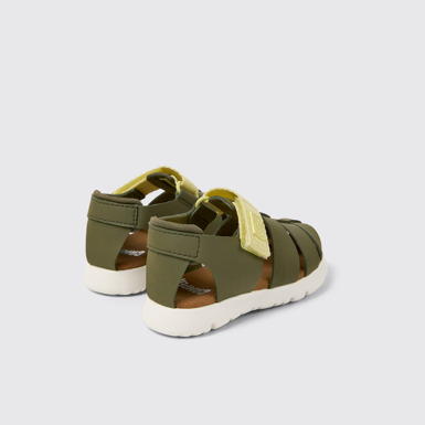 Back view of Oruga Multicolor Leather and Textile Closed Sandals for Kids.