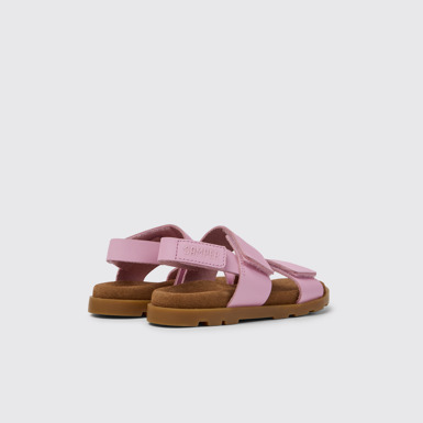 Back view of Brutus Sandal Pink leather sandals for girls
