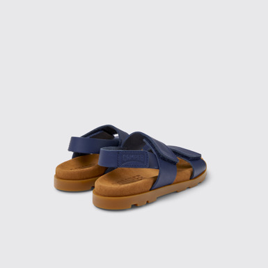 Back view of Brutus Sandal Navy blue leather sandals for kids