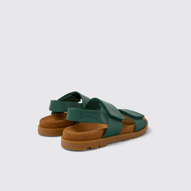 Back view of Brutus Sandal Green leather sandals for kids