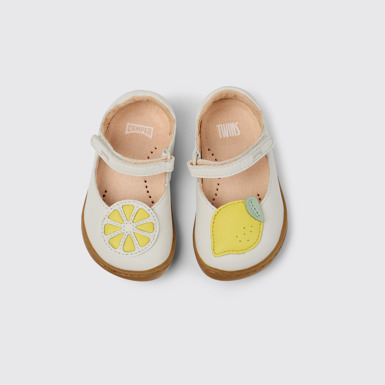 Twins Zapatos blancos de piel para niña